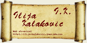 Ilija Kalaković vizit kartica